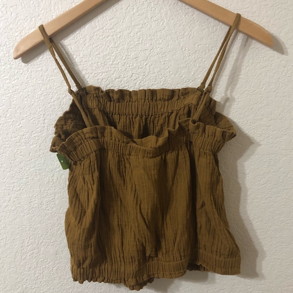 Anthropologie April Gauzy Cotton Tank in Gold - Size X Small - Picture 4 of 7